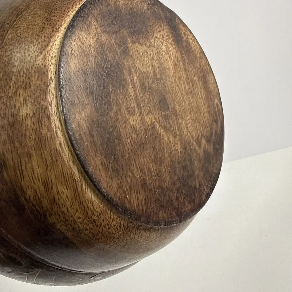 7.5” Folk Art Hand Carved Wooden Bowl - Jamaica 🇯🇲